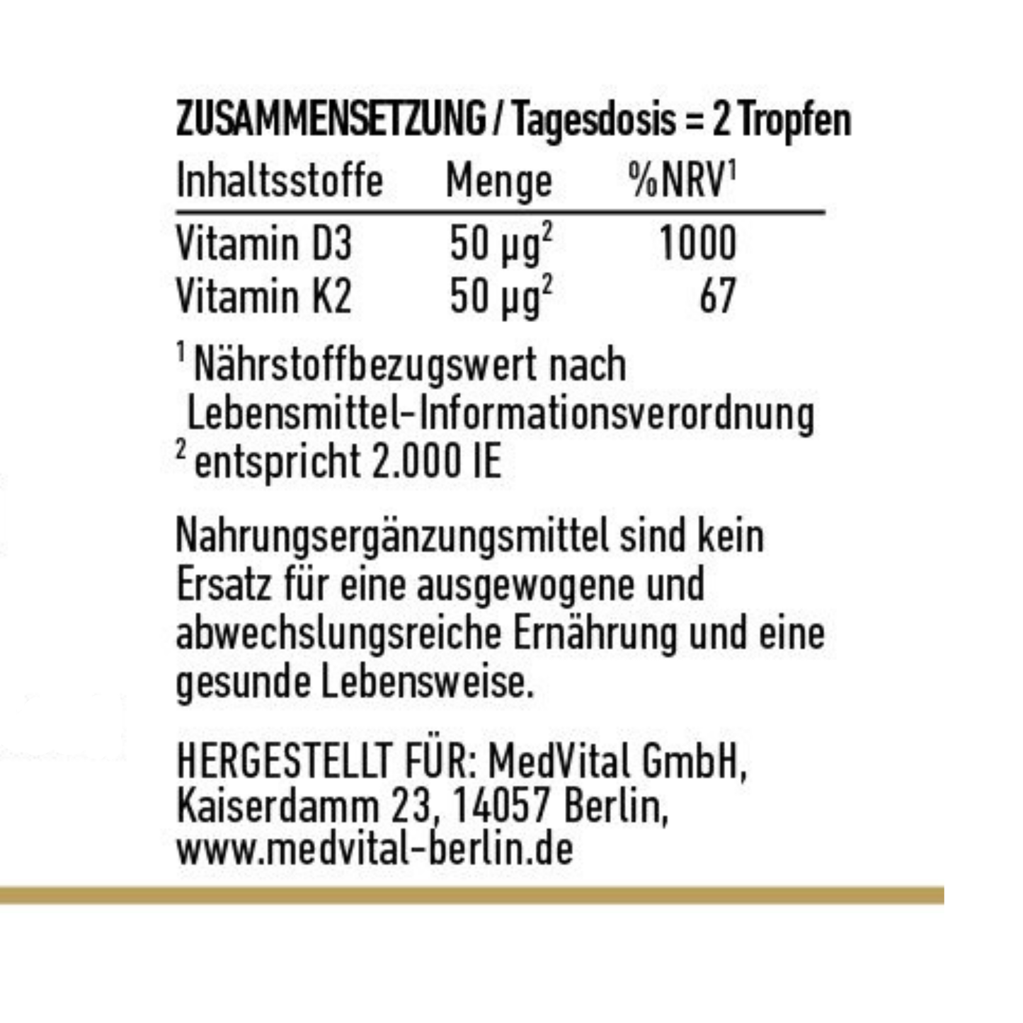 Vitamin K2 & D3 Tropfen 2.000 IE